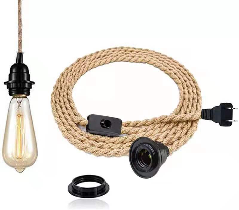 Vintage oprawka E27 z kablem i przełącznikiem, kreatywna lampa, industrialne zawieszenie, do domu, sypialni, baru.