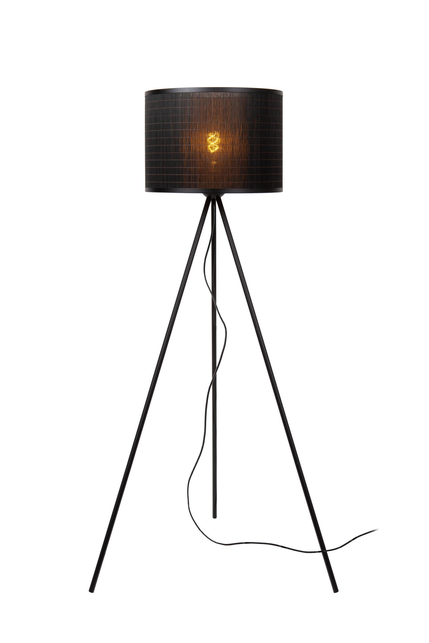 Lampa podłogowa Tagalog czarna 1xE27x40W wiklina / rattan / słoma wym:142x60x60cm IP20 Lucide
