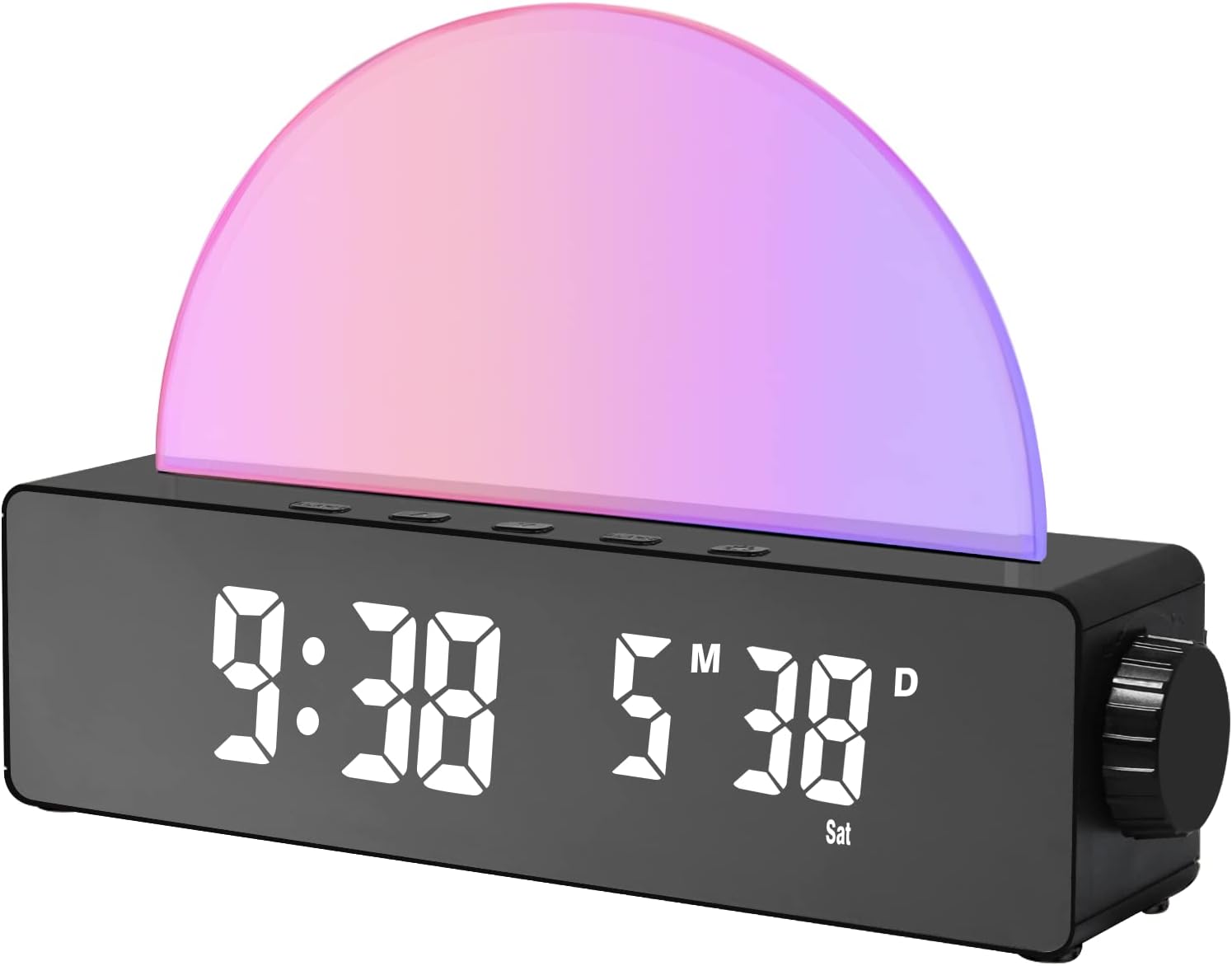 Podświetlany budzik z 10 trybami kolorów, cyfrowy zegar LED z datą/temperaturą, port ładowania USB, funkcja drzemki i tryb nocny (czarny)