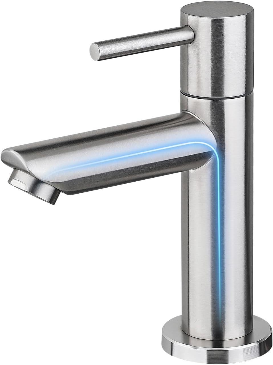 Bateria umywalkowa z zimną wodą, stal nierdzewna SUS304, głowica ceramiczna 90°, nowoczesna