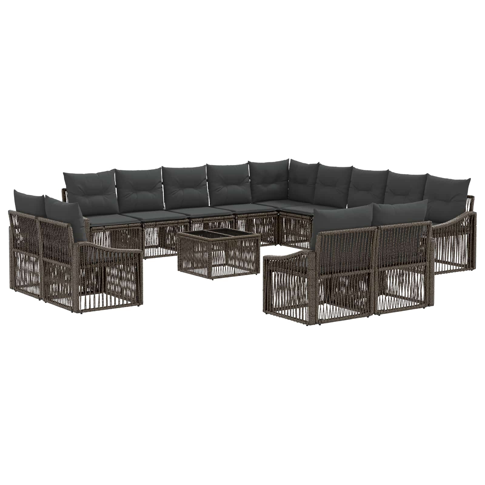 Zestaw Sof na Ogród 14 pcs Szary polirattan vidaXL