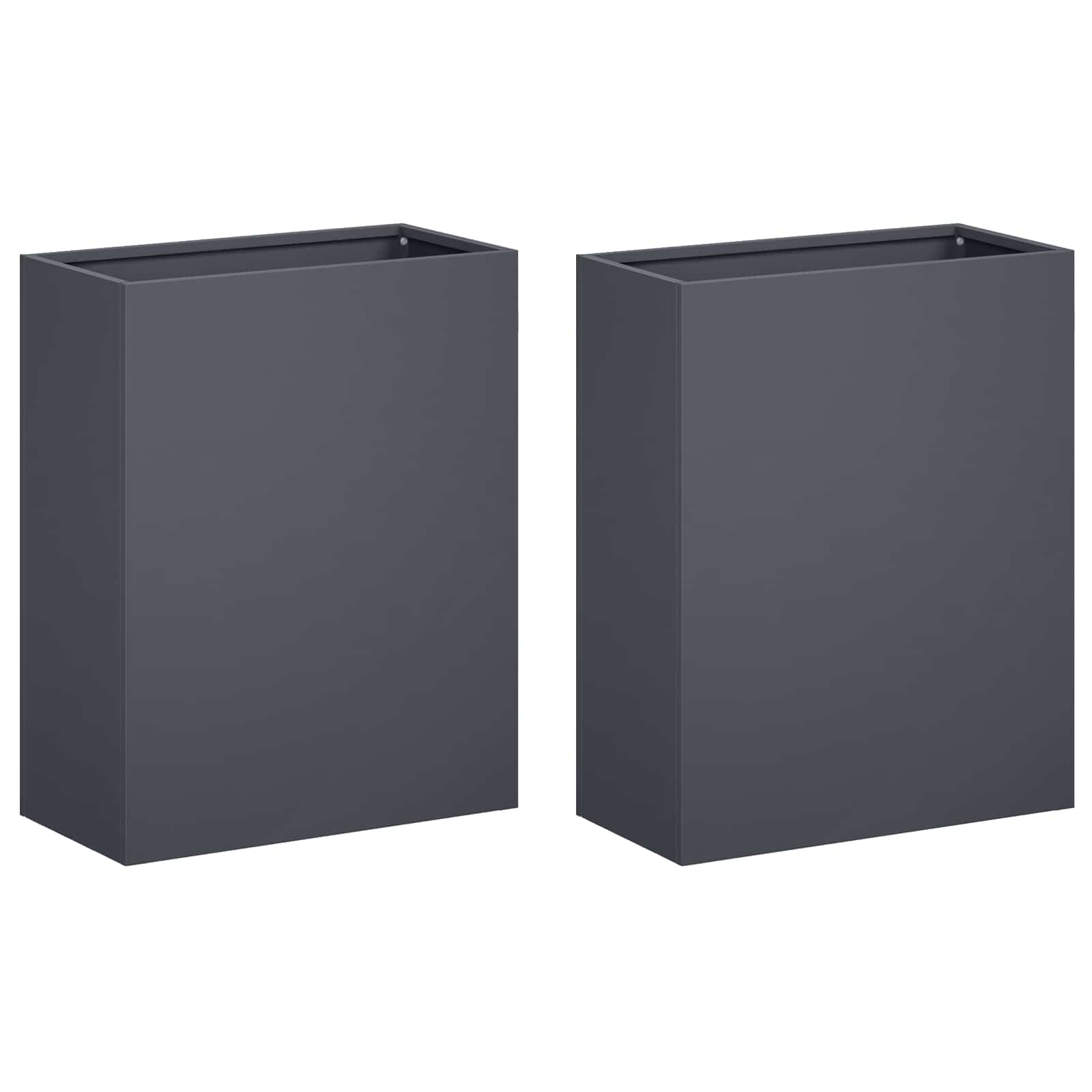 2x Donica Ogrodowa Stalowa 40x20x50 cm Antracytowa na Taras na Balkon