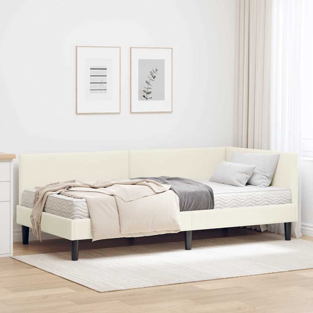 Rama Łóżka Narożnego z Materacem Inny 2 pcs Kremowy Aksamit vidaXL