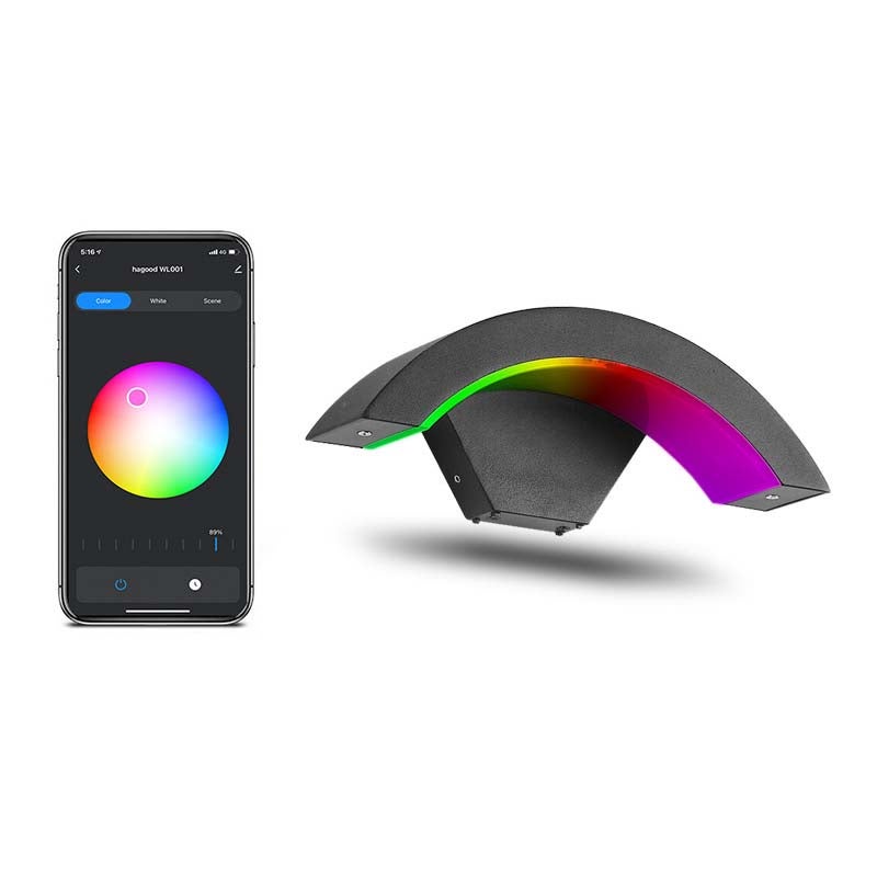 1 szt. Zewnętrzna Lampa Ścienna 9W RGBW Inteligentna Tuya WiFi Bluetooth Ściemnialna IP65 Kompatybilna z Alexa Czarna do Ogrodu Tarasu Balkonu