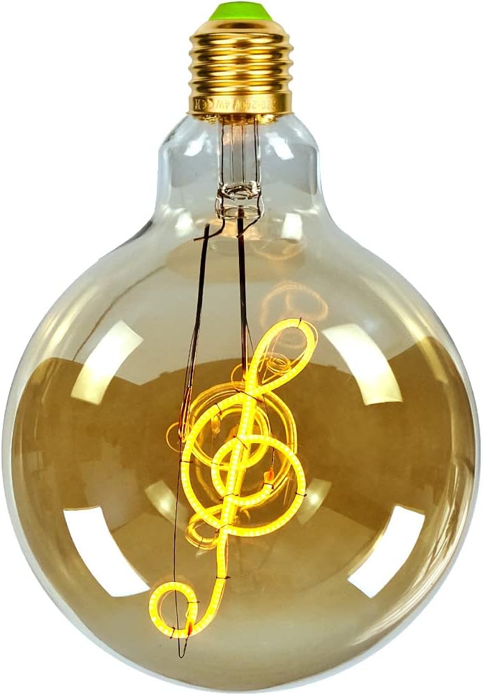 Żarówki LED vintage Big Globe G125 4 W 220/240 V Alphabets Dekoracyjna żarówka Super Ciepła Żółta (muzyka)