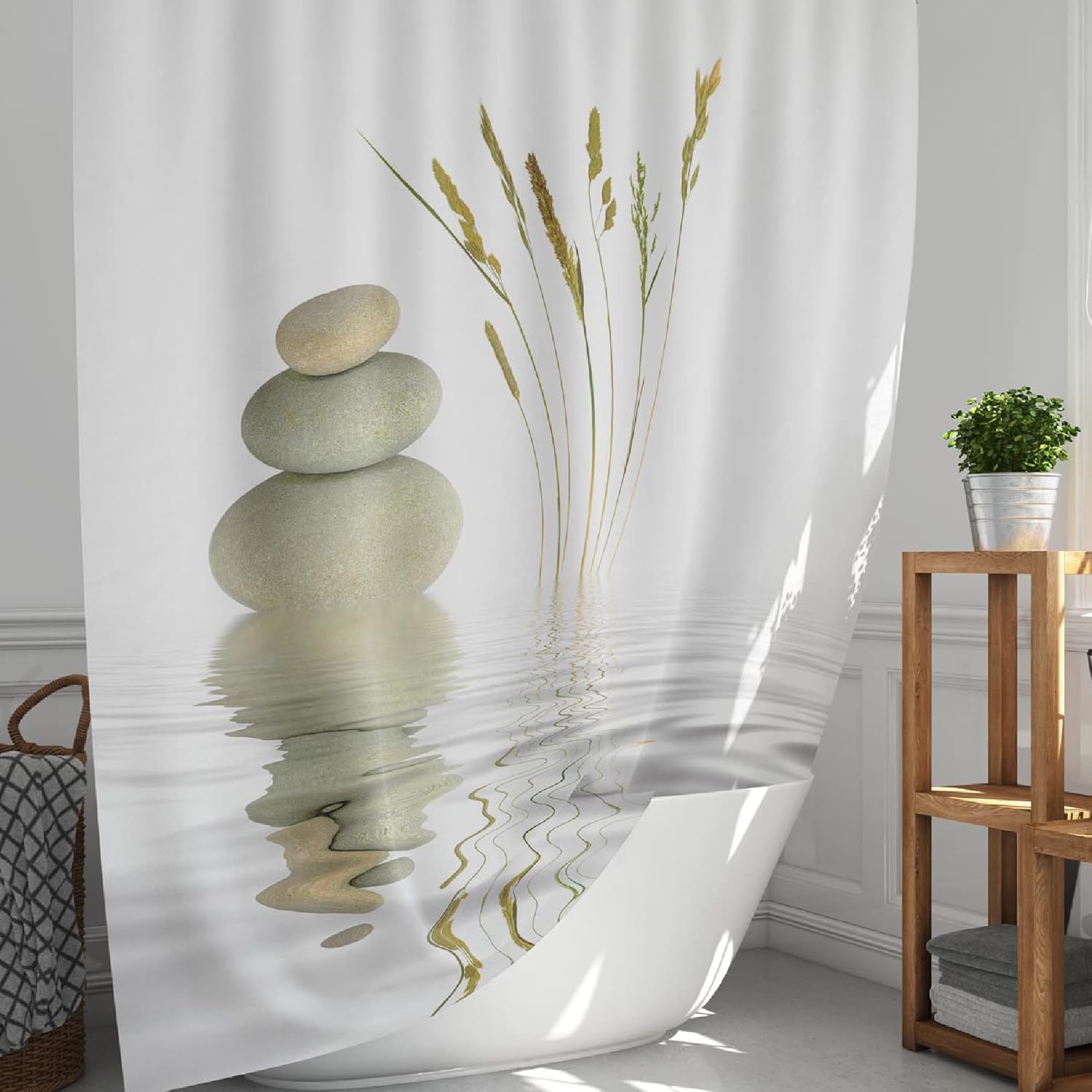 uroczy akcent spa w Twojej łazience, Antypleśniowa zasłona prysznicowa 180x200, Zestaw do dekoracji łazienki