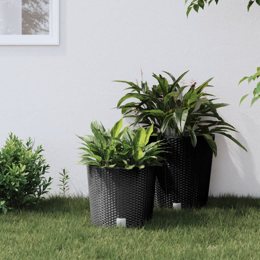 Donica z pojemnikiem wewnętrznym, antracyt, 15/15,3L, rattan PP vidaXL