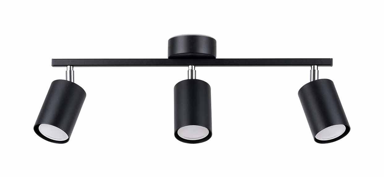 Plafonnier Acier Noir GU10 3 Lemmi