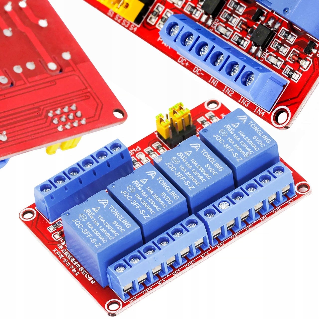 4-Kanałowy Moduł Przekaźnika 5V H/L 10A – Sterowanie Urządzeniami Wysokiego Napięcia | Zabezpieczenia Przepięciowe | Kompatybilny z Arduino