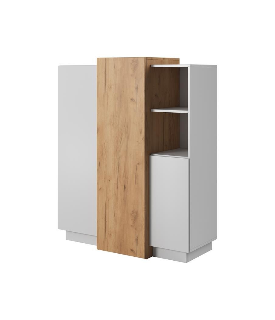 Komoda 3D WOOD – Nowoczesny Design w Białym Macie i Dębie Craft Złotym, Funkcjonalna i Stylowa