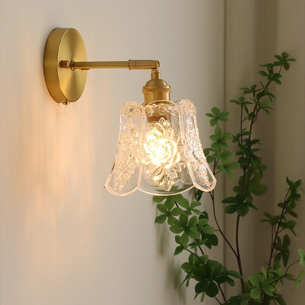 Retro dekoracyjny kinkiet do sypialni, 220 V, E27, przezroczysty kolor, ciepłe światło LED 4 W