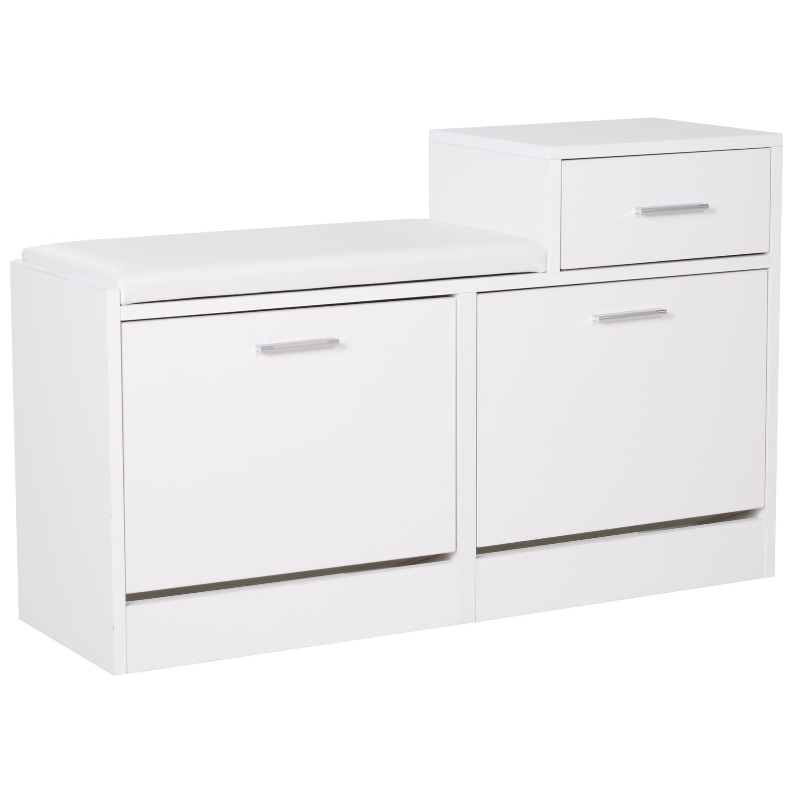 Nowoczesny Szafka na buty z tapicerowane siedzisko na 12 par butów, przedpokój Mebel z Szafka na buty, drewno, Pojemny, 94.5 x 57 x 30 cm, biały