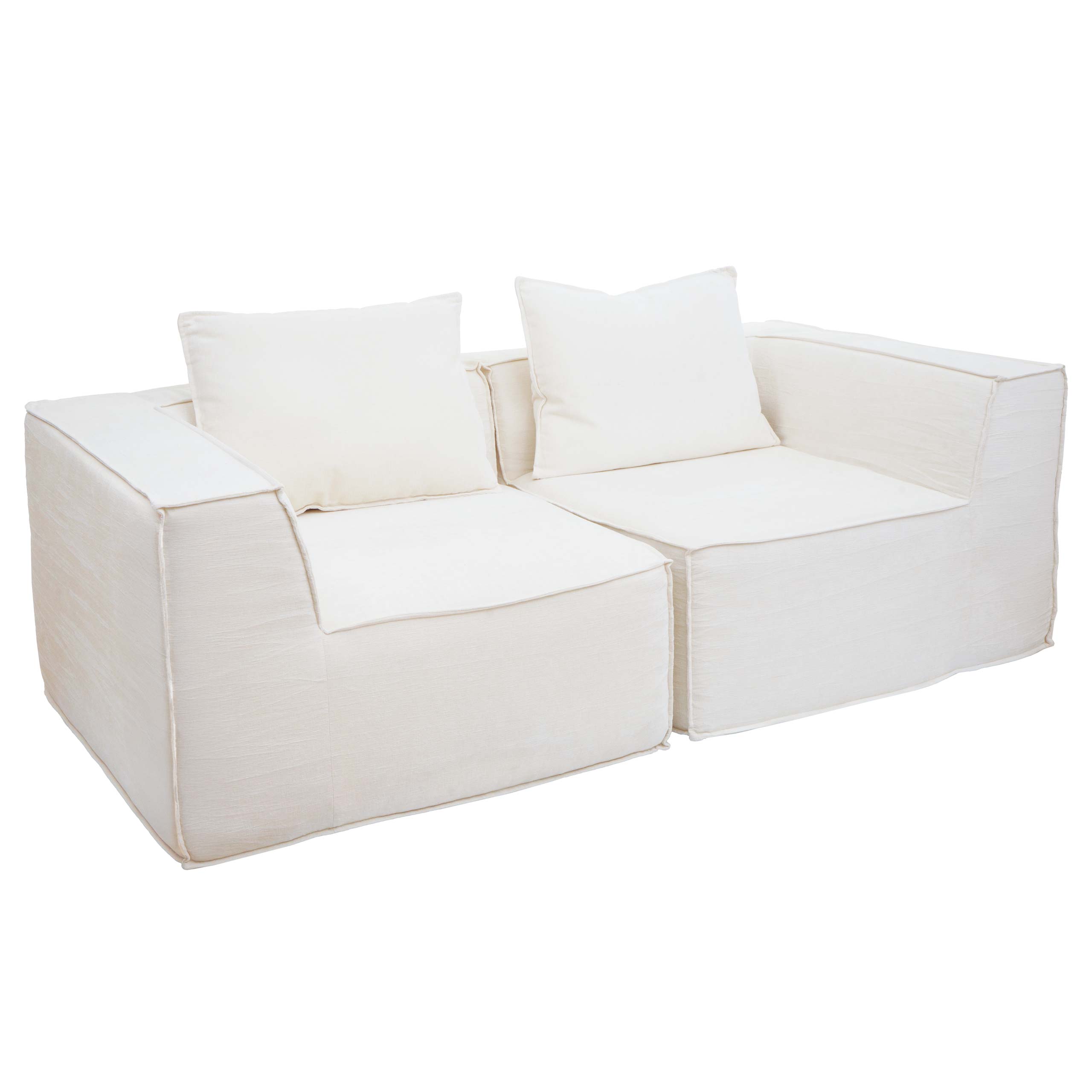 Sofa 2-osobowa/akcesoria do sofy HWC-O54, kanapa 2-osobowa sofa wypoczynkowa, modułowa tkanina/tekstylia (300 g/m²) 63 x 194 x 97 cm ~ kremowa