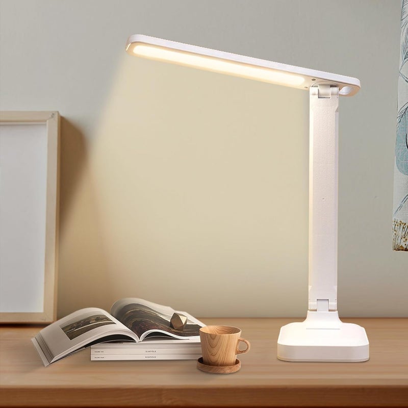 Lampka biurkowa, lampa stołowa LED, składana, 3 poziomy oświetlenia, ładowanie przez USB, sterowanie dotykowe, z ochroną oczu, lampka biurkowa LED