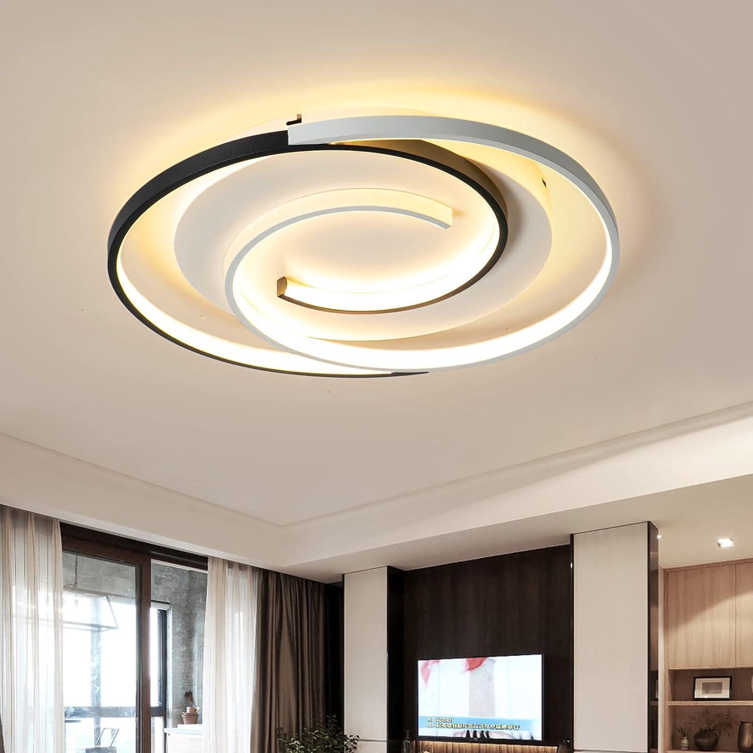 Nowoczesna lampa sufitowa LED 46 W, 52 cm, ściemnialna, okrągła lampa sufitowa do salonu, sypialni i kuchni