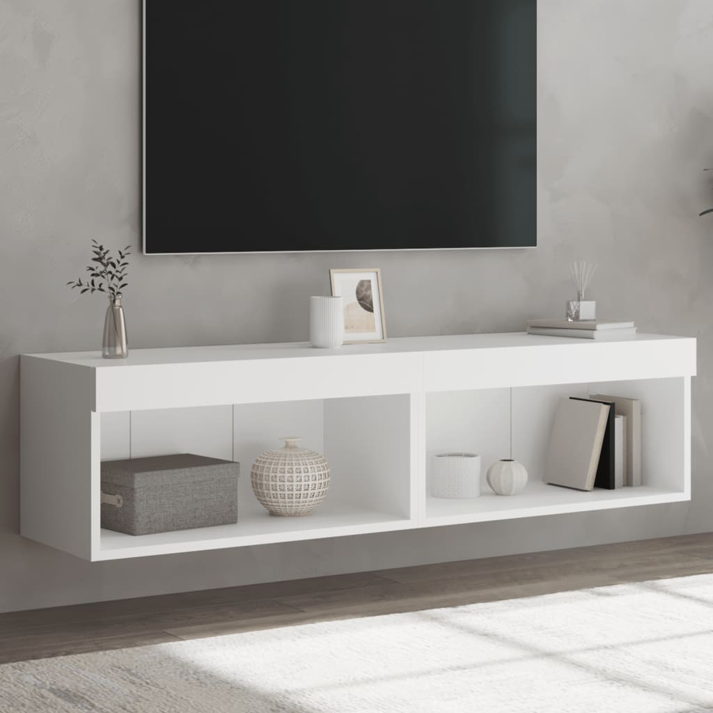 Szafki pod TV, z oświetleniem LED, 2 szt., białe, 60x30x30 cm vidaXL
