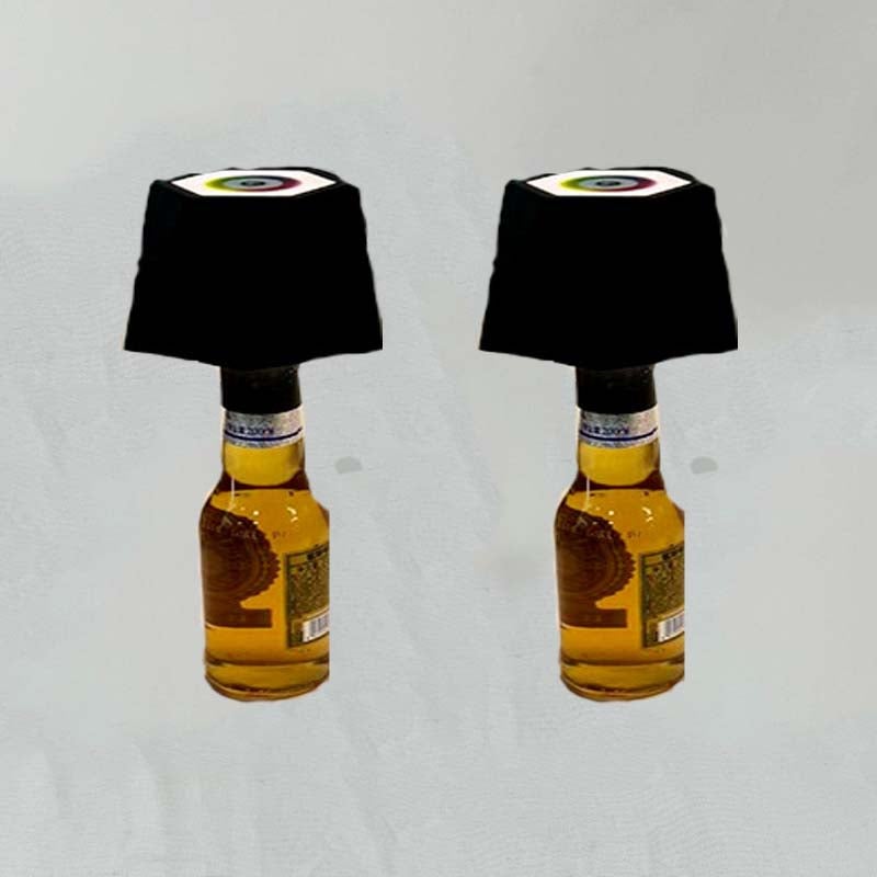 Lampa stołowa LED RGB, zestaw 2 ściemnianych 3-kolorowych lamp stołowych, dekoracyjna lampa w kształcie butelki wina (czarna)