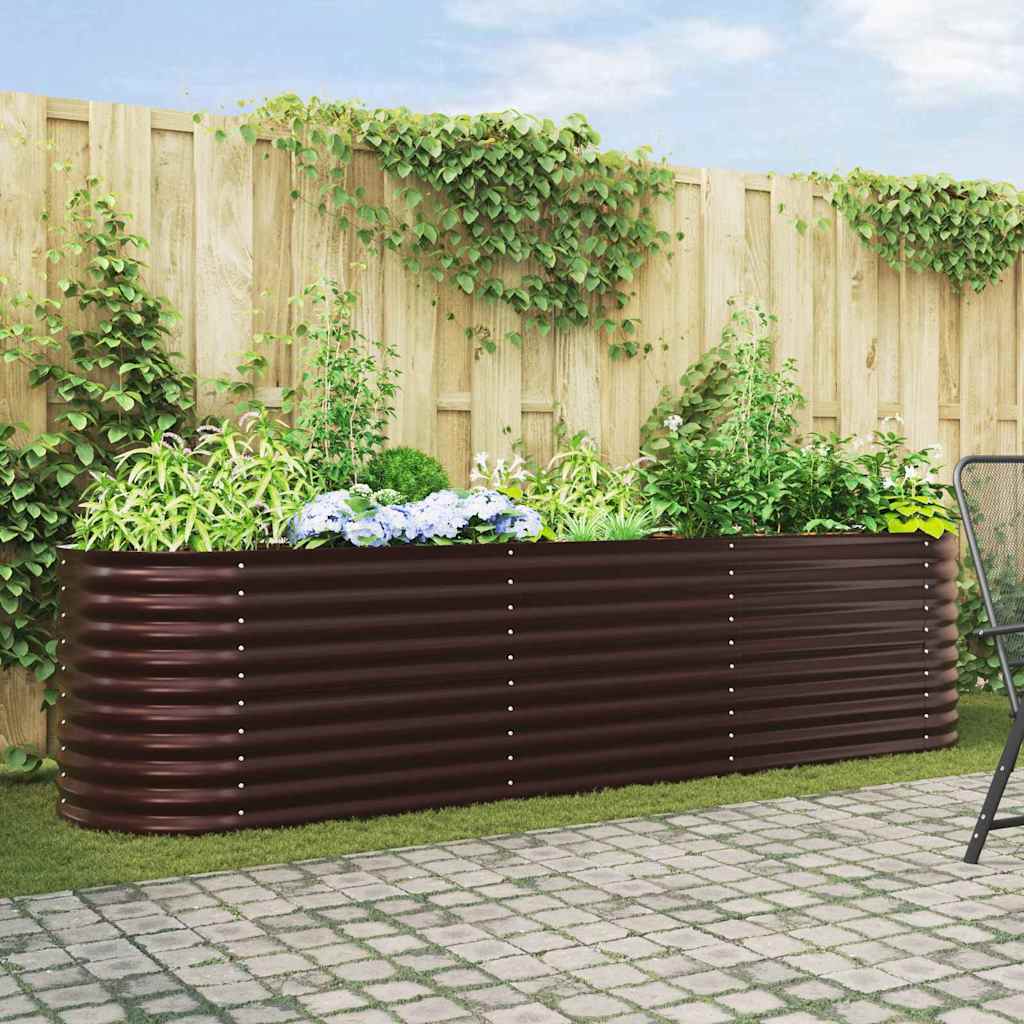 Podniesiony grządka Brązowy 320 x 80 x 81 cm Stal vidaXL