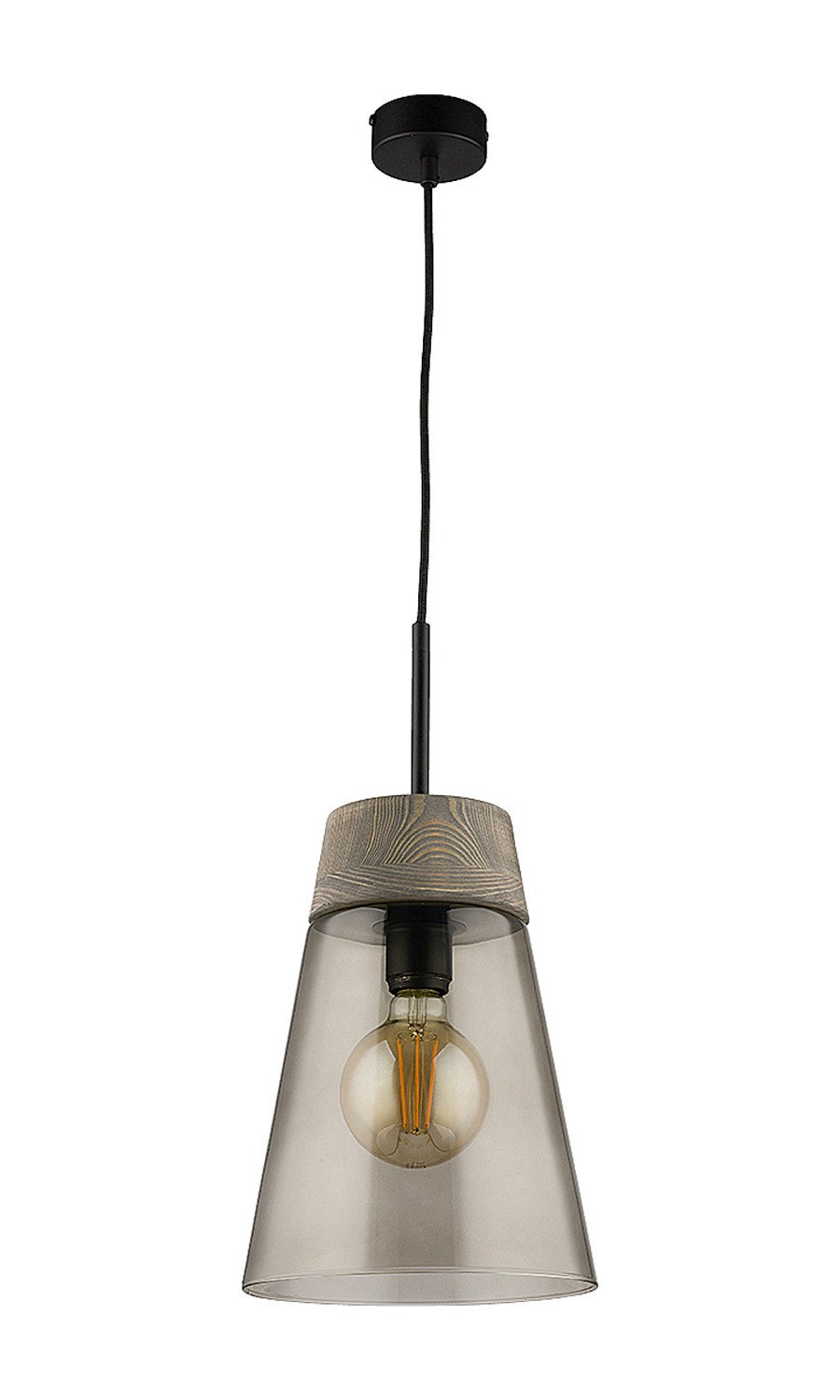 Lampa wisząca DOMINO I Jupiter czarny klosz szkło czarny E27 80 cm 1 szt.