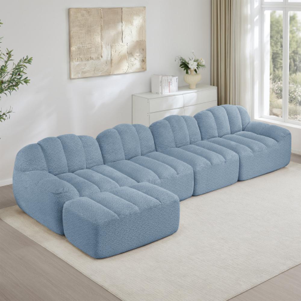 Modułowa sofa 4-osobowa w stylu muszli z głębokimi poduszkami, odpowiednia do salonów i mieszkań, nie wymaga montażu
