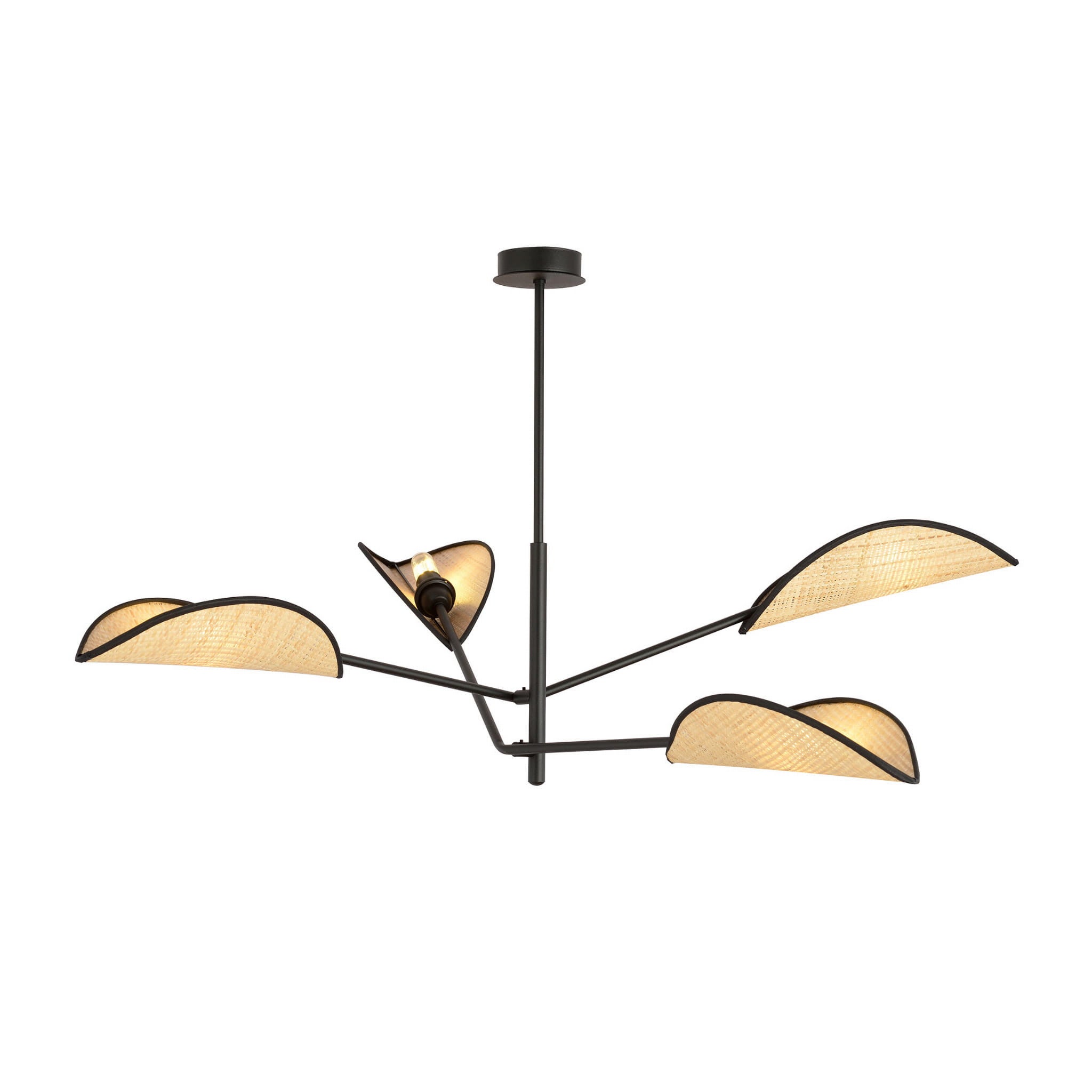 Lampa sufitowa Emibig 4xE14 40W VENE 4 BLACK/RATTAN 1160/4