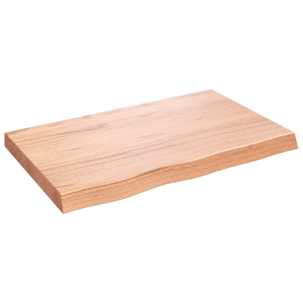 Blat Łazienkowy Lakierowany z Litego Drewna 80x50x(2-6) cm Jasnobrązowy