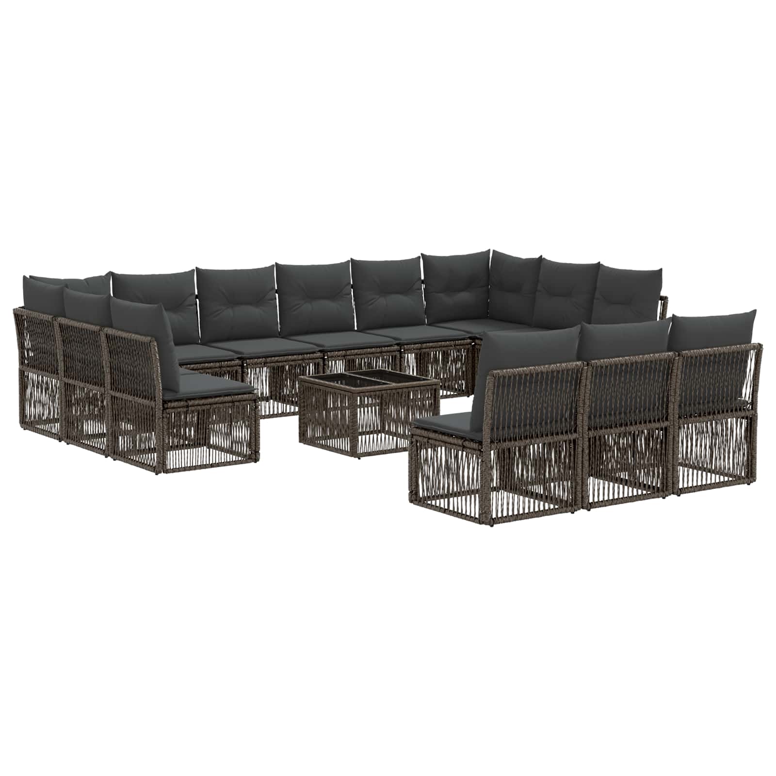 Zestaw Sof na Ogród 14 pcs Szary polirattan vidaXL