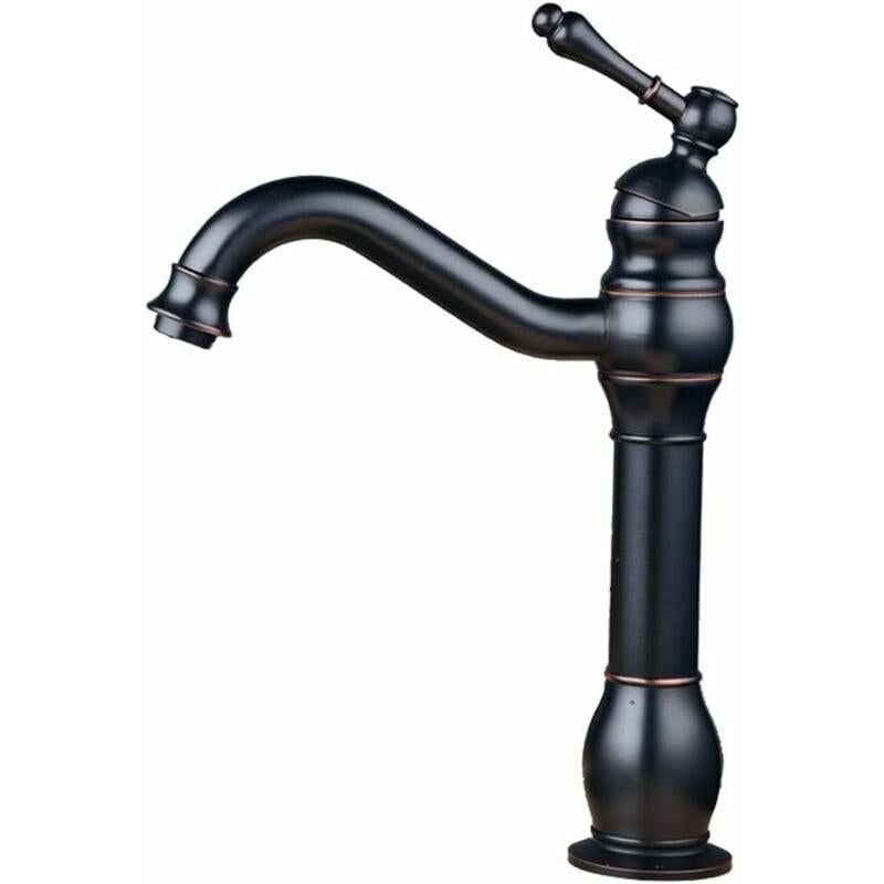 Retro MitigEU Czarny mosiężny kran łazienkowy z wysoką wylewką Elegancki antyczny design Unikalny BattEU