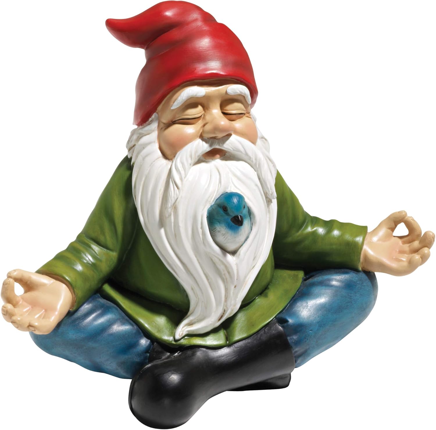 Krasnal ogrodowy Zen z żywicy poliestrowej, figurka 20,25 cm, jasne kolory, dekoracja zewnętrzna, idealna do ogrodu i na taras