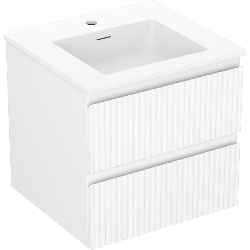 Mexen Rivel szafka łazienkowa 50 cm z umywalką Otis, 2 szuflady, ryflowana , biała mat - 91A20-05047-2-BFF01-W18M01