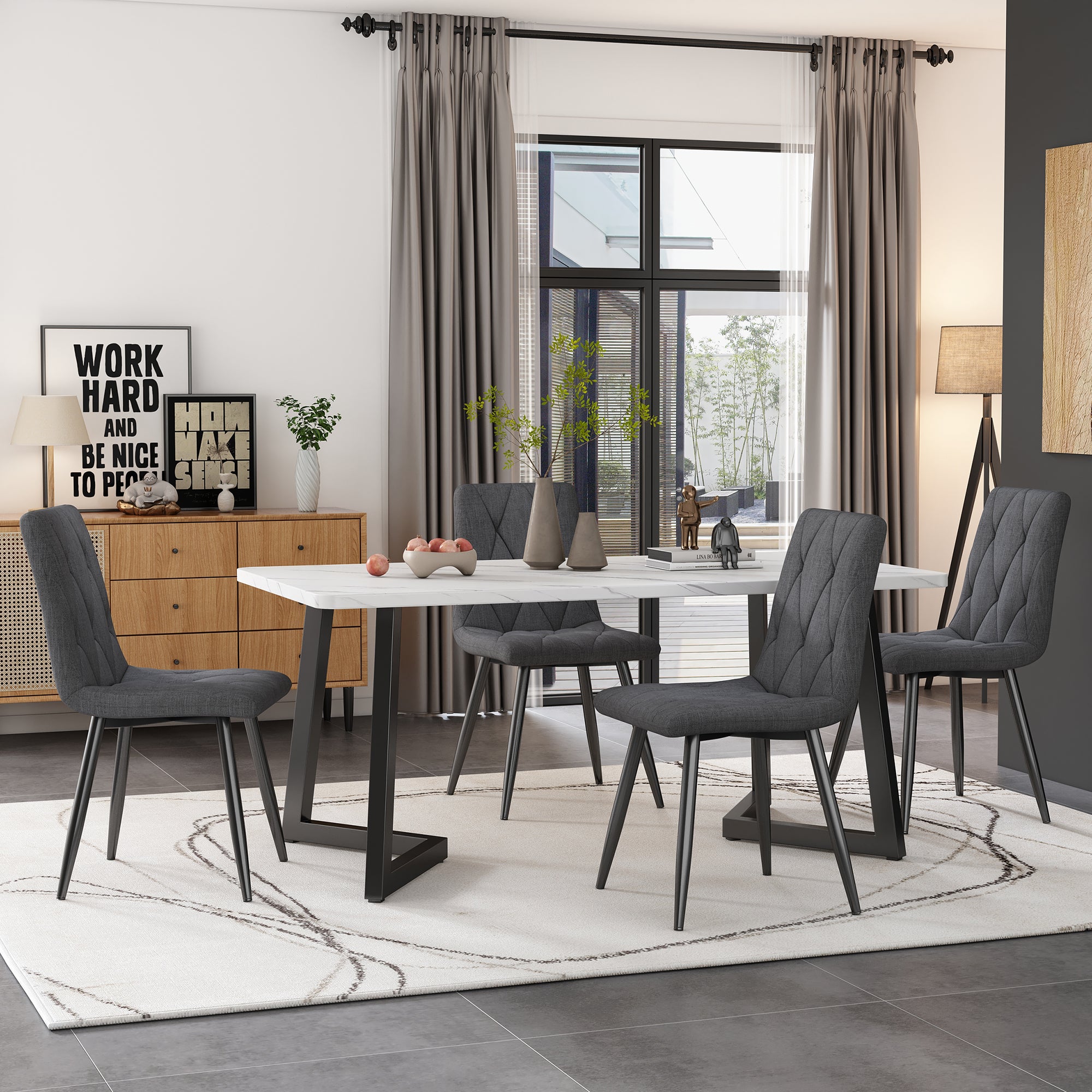 Zestaw do jadalni-117×68 cm-stół prostokątny-z 4 krzesłami-nowoczesny zestaw stołowy-do kuchni