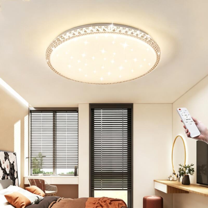 50 cm kryształowa lampa sufitowa LED, 36 W, regulowana temperatura barwowa i jasność, z pilotem, jednowarstwowa, okrągła.