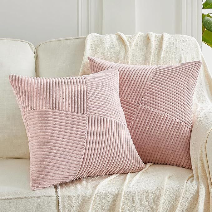 2szt Sofa poszewka na poduszkę 45x45cm, miękki sztruks, dekoracyjna poszewka na poduszkę, poszewka na poduszkę na sofę do sypialni, różowa