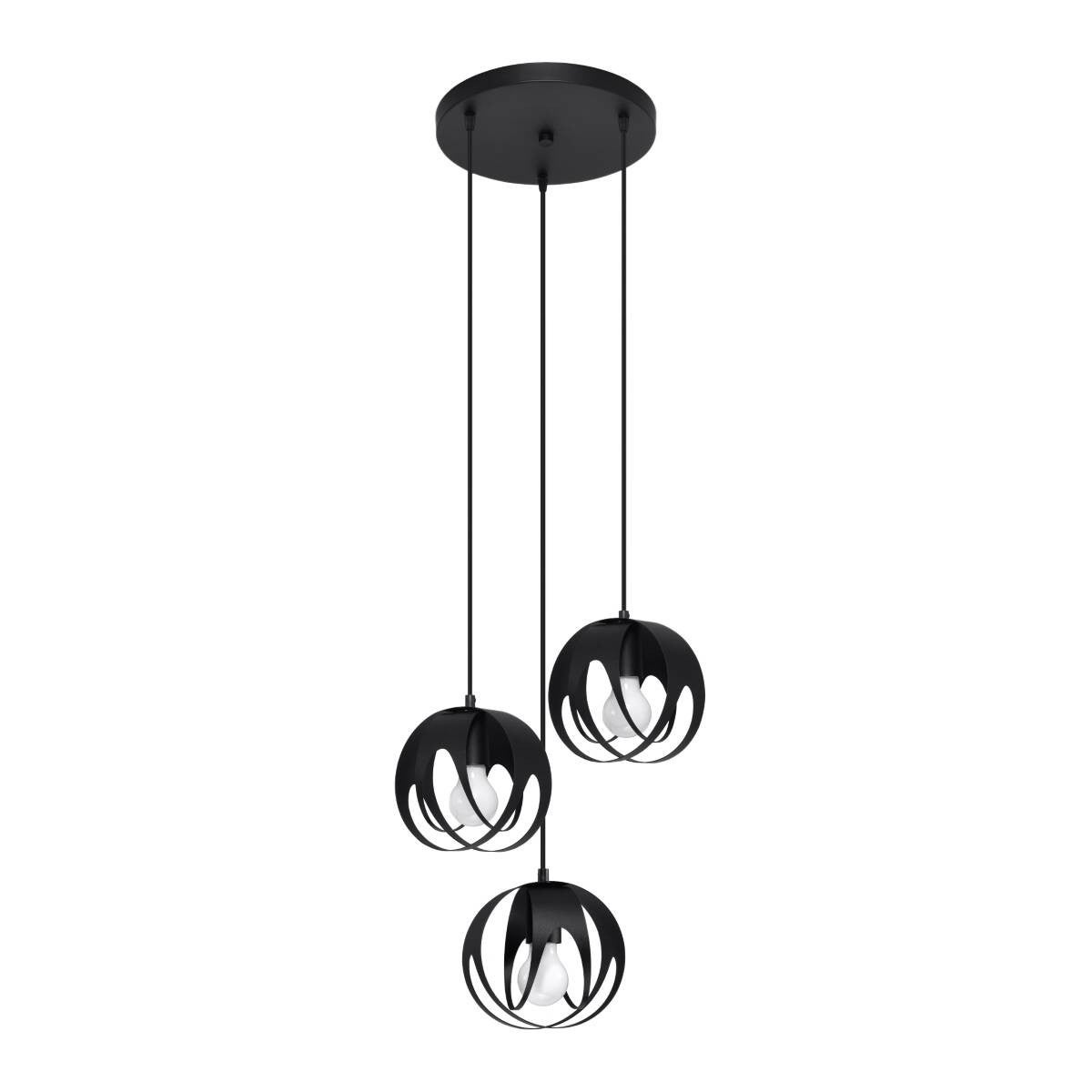 Lampa wisząca okrągła potrójna czarna TULOS 3xE27 15W SL.1088 Sollux Lighting
