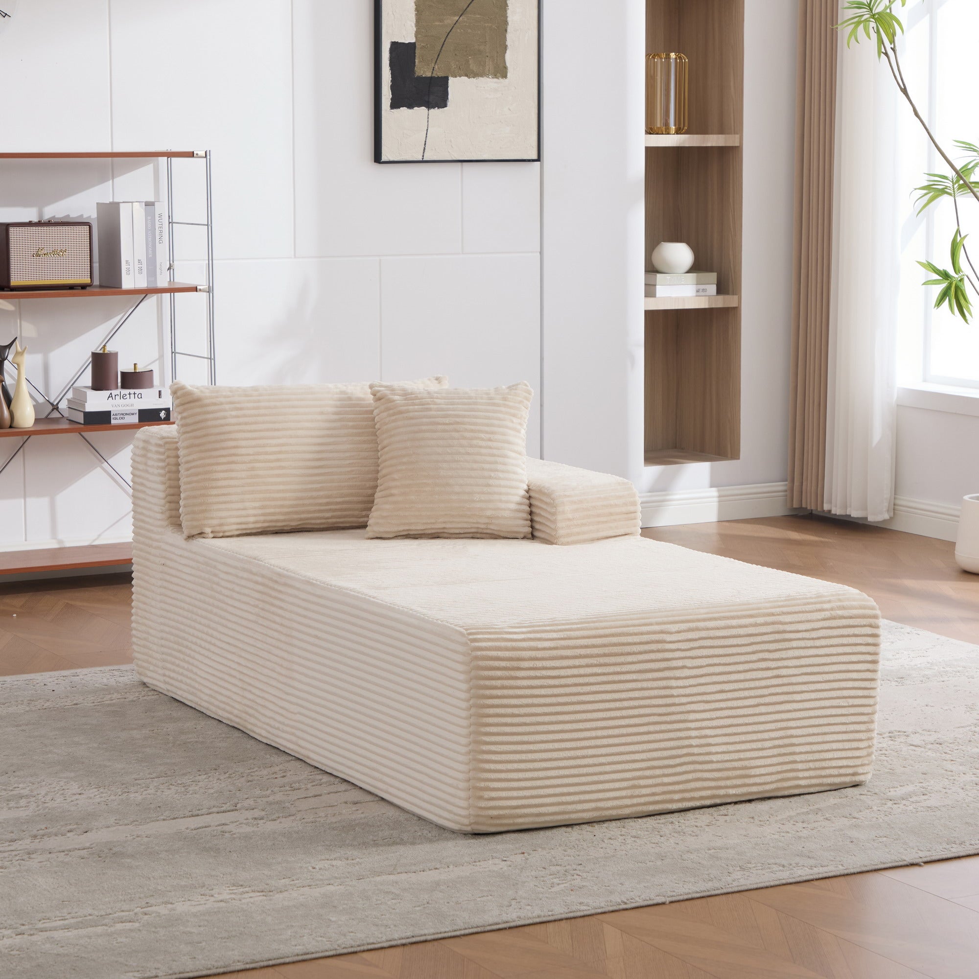 Modułowa sofa kompresyjna wykonana z tkaniny szenilowej wypełniona pianką wysokoelastyczną 30D. Łatwy do przenoszenia i z antypoślizgową podstawą