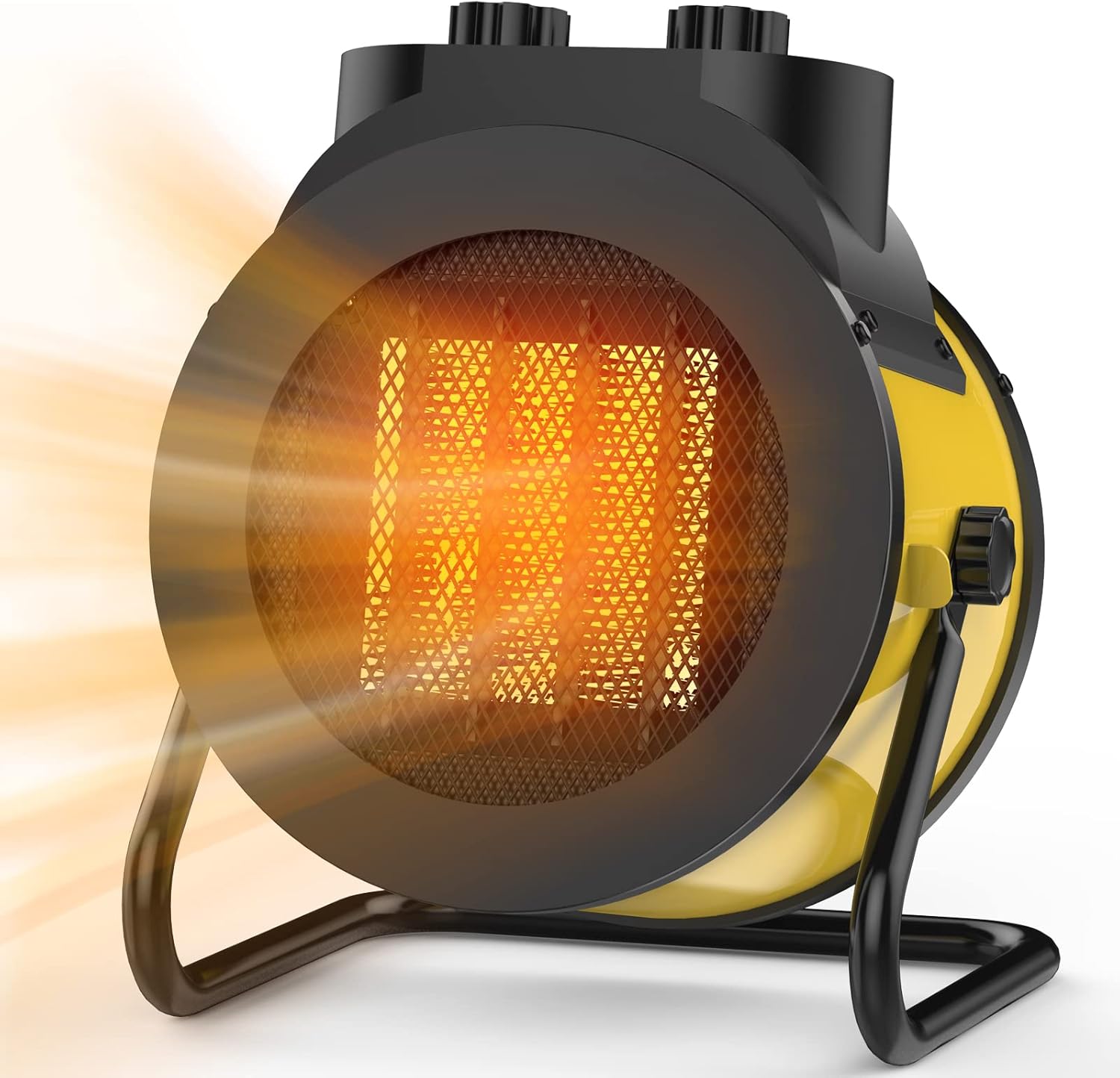 Grzejnik elektryczny PTC 3000 W, kąt nachylenia 90°, szybkie i bezpieczne ogrzewanie, mały, przenośny grzejnik (żółty)