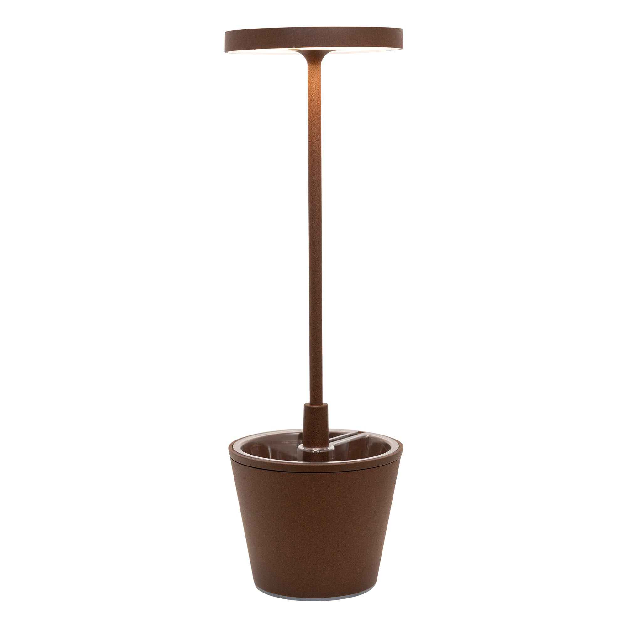 Lampa stołowa LED Poldina Reverso Corten, ładowalna i ściemnialna, z czasem pracy baterii do 12 godzin Nadaje się do użytku na zewnątrz, IP65