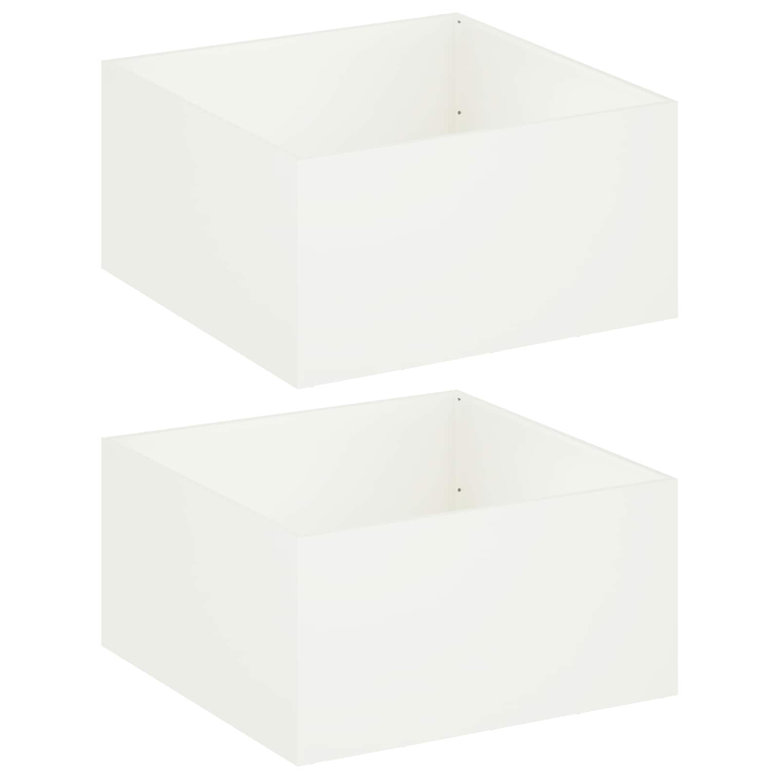 2x Donica Ogrodowa Stalowa 80x80x40 cm Biała na Taras na Balkon na Kwiaty