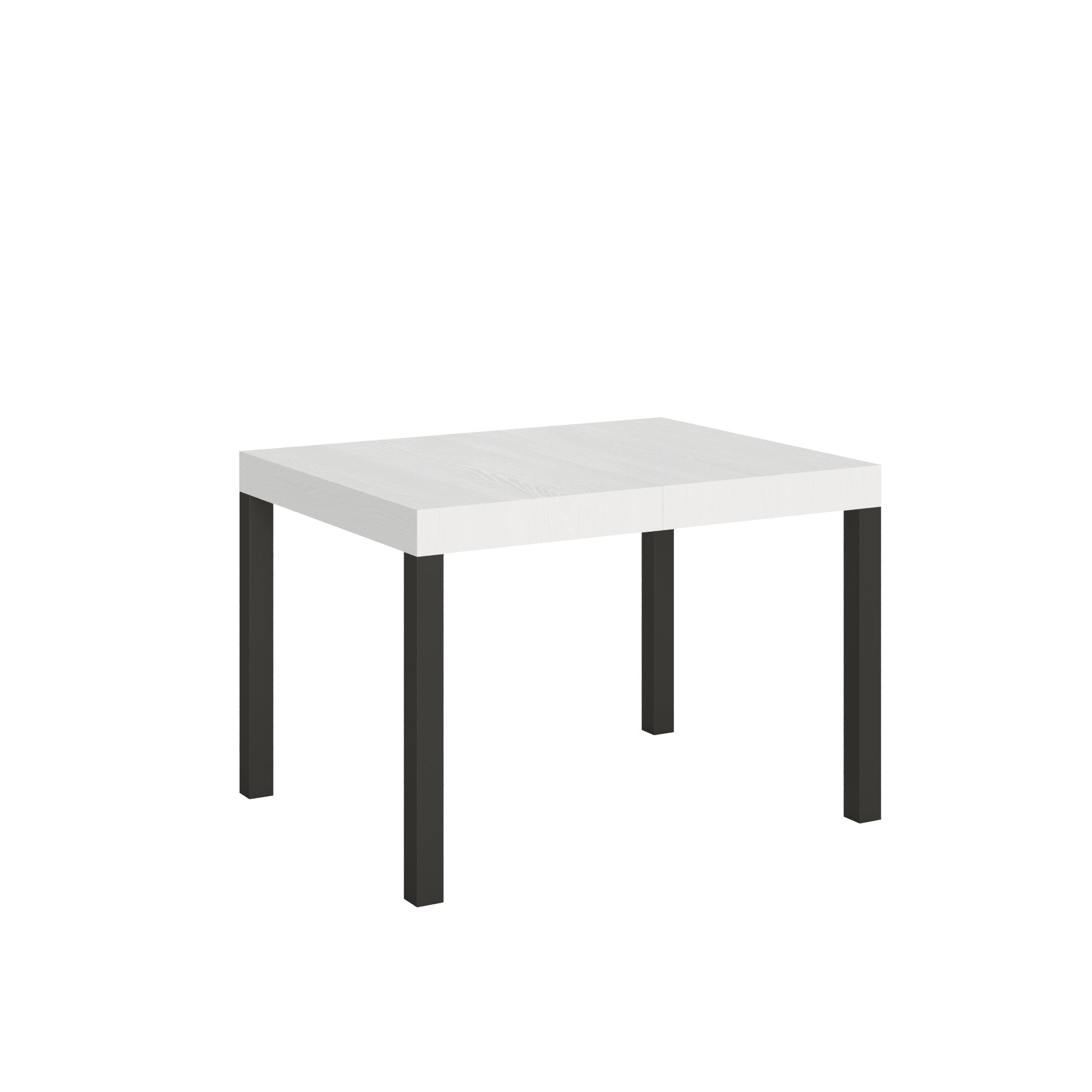 Mesa de uso diario de gran tamaño 80x120/204 cm, moderna y práctica, para cocina, color blanco fresno antracita.