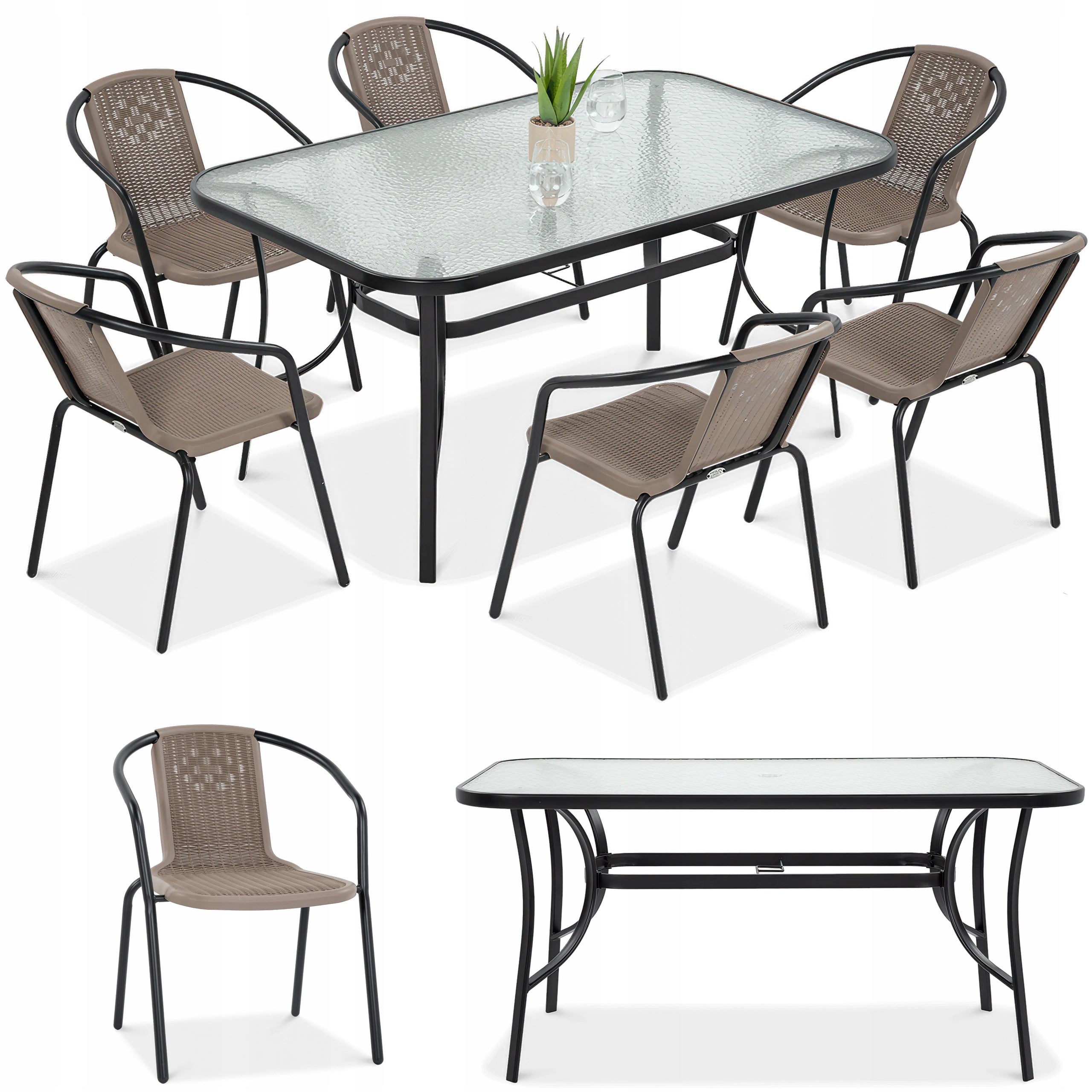 Zestaw MEBLI Jadalnianych Ogrodowych SIMPLE STÓŁ 150x90cm 6 Krzeseł 1 szt