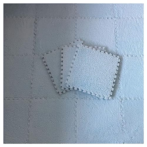Płytki dywanowe zazębiające się, 24 sztuki, puszysty dywanik piankowy 30 x 30 cm z obrzeżem, wykładzina do sypialni, dywan do salonu (niebieski)