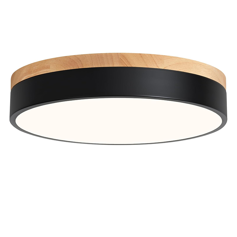 Lampa sufitowa LED, inteligentne oświetlenie do pokoju dziecięcego i sypialni, wykonana z drewna, czarna, 40*40*6 cm