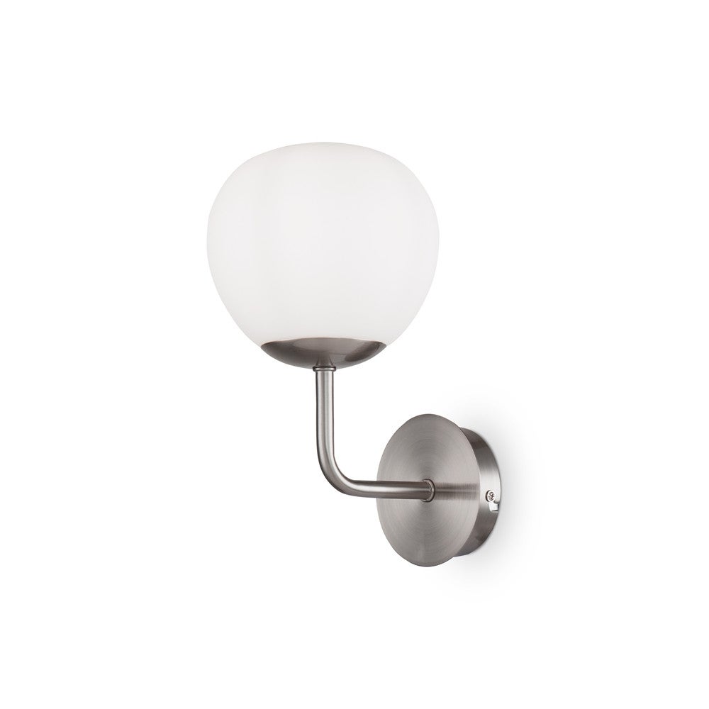 Lampa ścienna niklowany, biała kula Erich Maytoni MOD221-WL-01-N