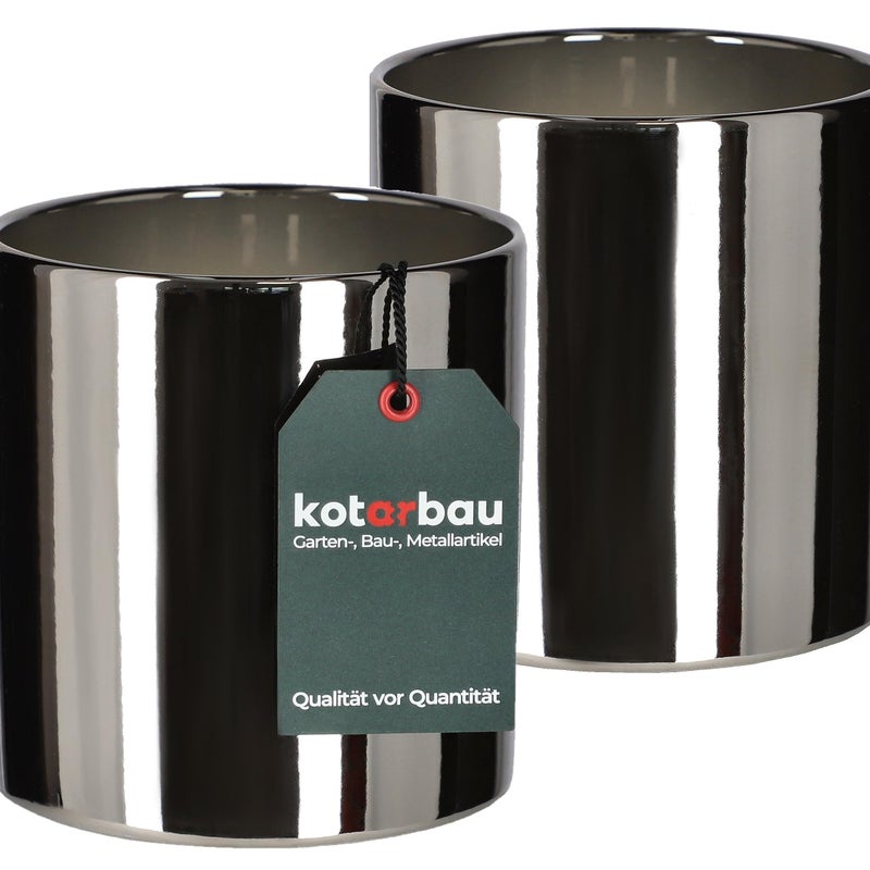 2x doniczka ceramiczna donica osłona cylinder ozdobna kwiaty rośliny czarna - KOTARBAU