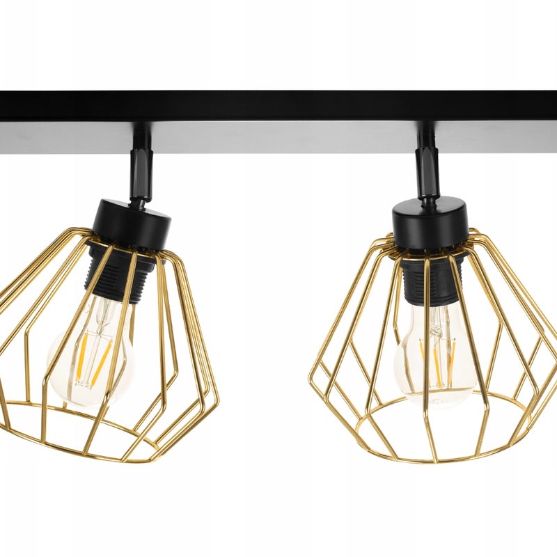 Lampa sufitowa wisząca Light Home LH Santos 4x E27 abażur druciany złoty elegancka