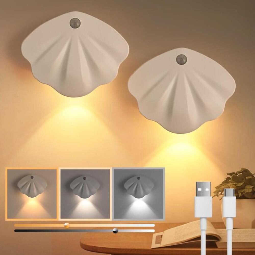 Akumulatorowe lampki nocne LED, zestaw 2 sztuk, z czujnikiem ruchu, 3 tryby oświetlenia, odpowiednie dla dzieci.
