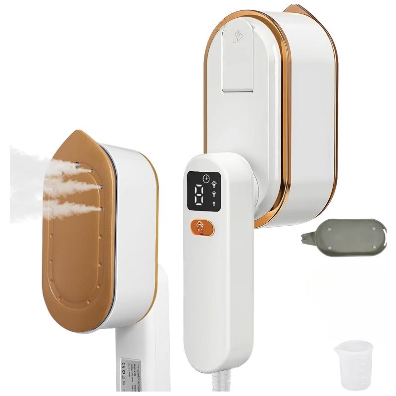 Żelazko parowe 1200 W, przenośne żelazko 2 w 1, idealne w podróży, ze zbiornikiem na wodę o pojemności 150 ml, 3 ustawieniami pary i szybkim nagrzewan