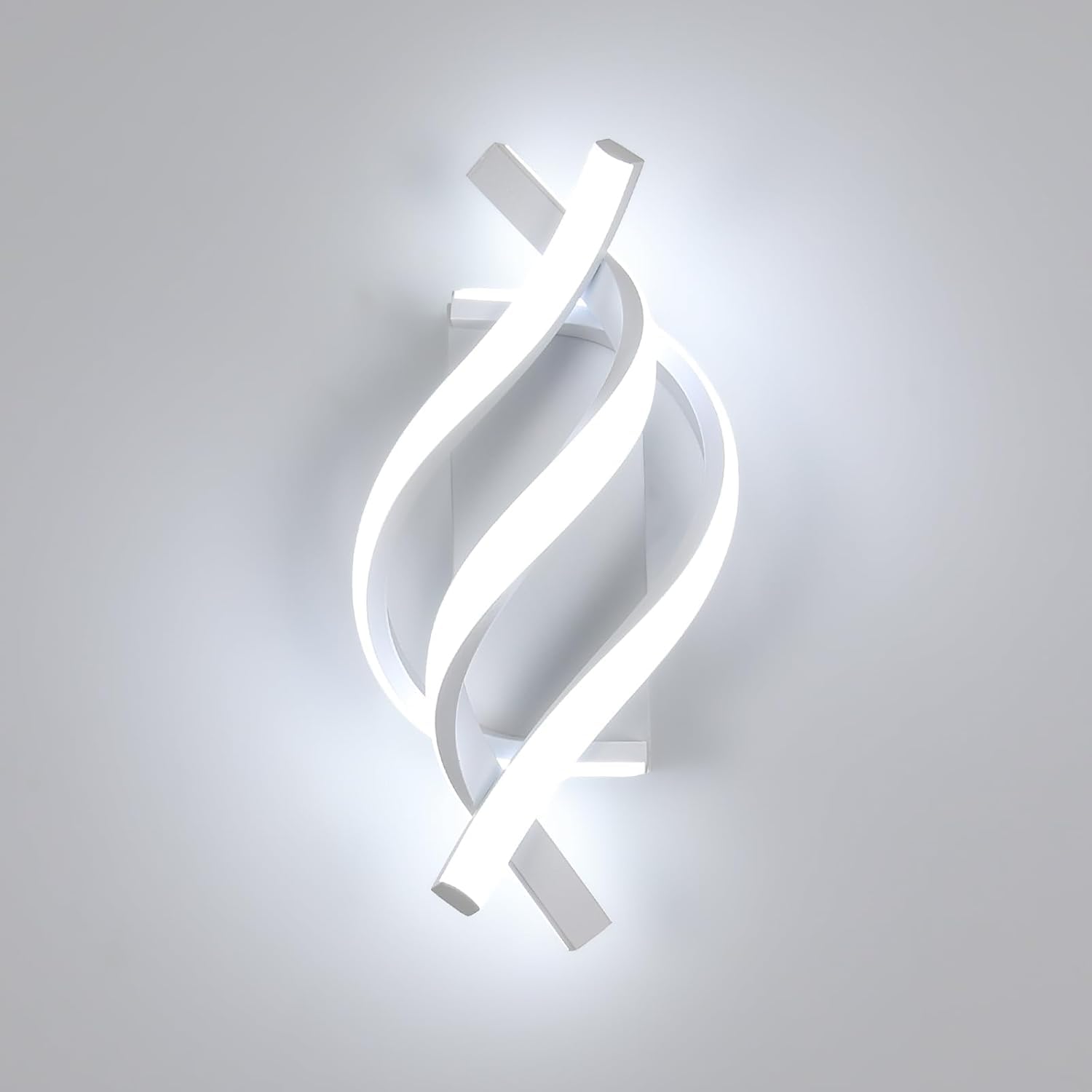 Nowoczesny kinkiet LED 18 W, spiralny, zakrzywiony kinkiet LED, oświetlenie ścienne do salonu, przedpokoju i na schody, zimna biel 6500 K (biały)
