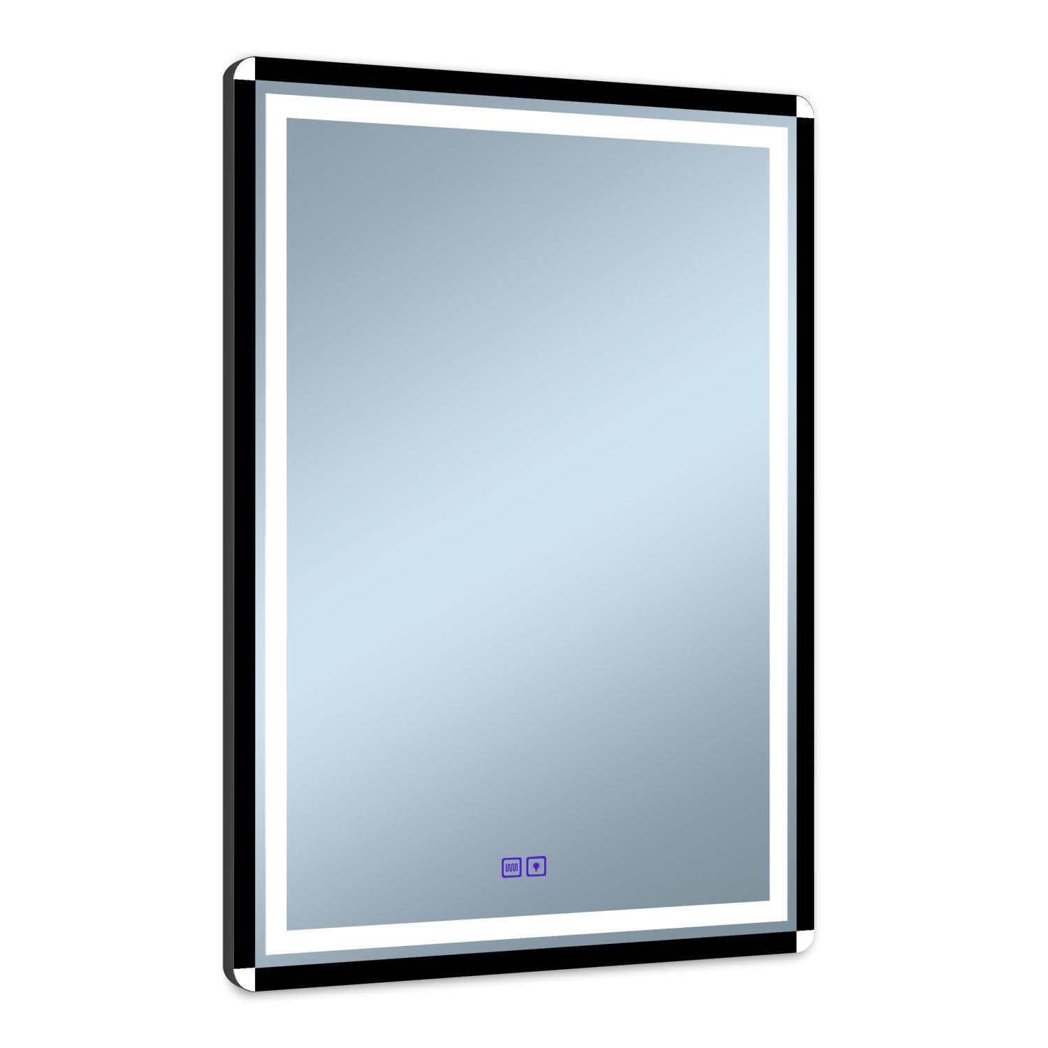 Lustro podświetlane w czarnej ramie z białymi narożnikami Duo White 60x80
