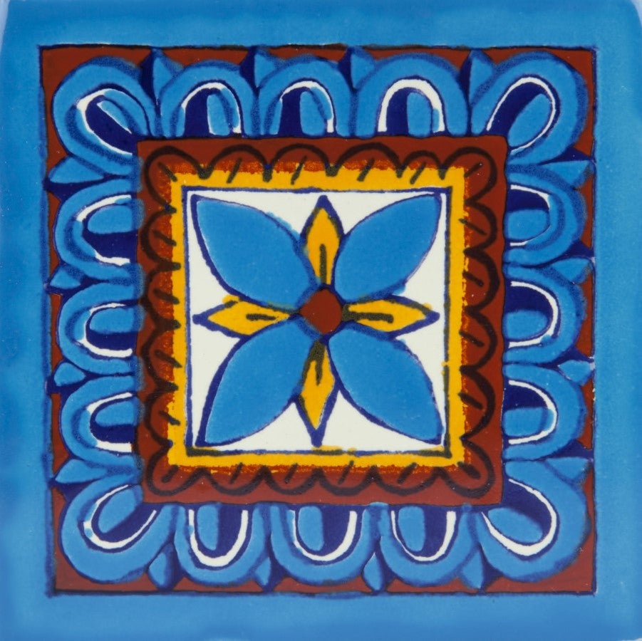 Meksykańskie płytki ceramiczne Chico – 30 unikalnych dekoracyjnych płytek ściennych z motywami 10,5x10,5 cm do łazienki, prysznica, kuchni